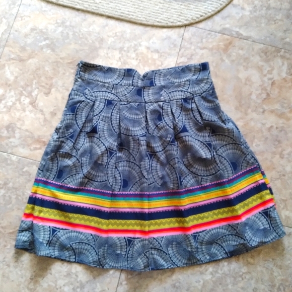 Blue Rain pleated multi-print skirt, size M - Picture 3 of 8